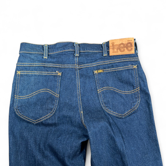Vintage Lee Riders Jeans Mens 33x30 Blue Flare Leg Dark Wash Talon Zip USA 80s - Picture 10 of 14